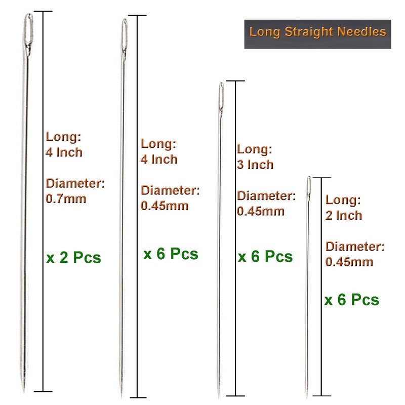 Y-Axis 26 Pcs Assorted Beading Needles Including 6 Pcs Big Eye Beading Needles + 20 Pcs Long Straight Beading Thread Needles with Needle Bottle - Image 3